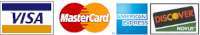 Visa, Mastercard, American Express, Discover cards accepted here